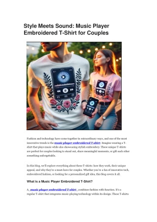 Music Player Embroidered T-Shirt for Couples