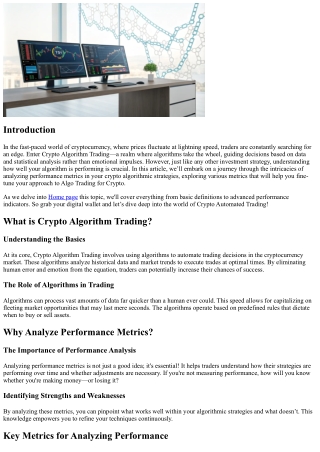 Analyzing Performance Metrics in Your Crypto Algorithmic Strategies