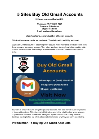 5 Sites Buy Old Gmail Accounts