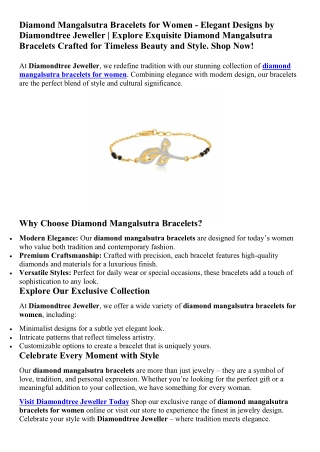 Diamond Mangalsutra Bracelets for Women