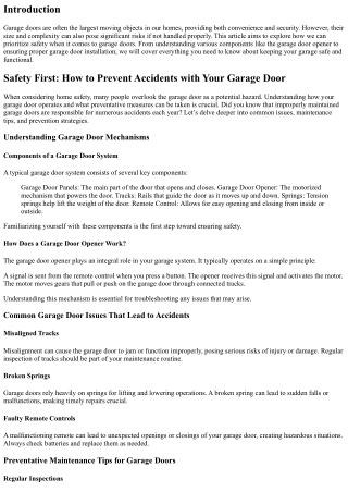 “Safety First: How to Prevent Accidents with Your Garage Door”