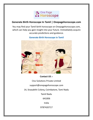 Generate Birth Horoscope In Tamil  Onepagehoroscope.com