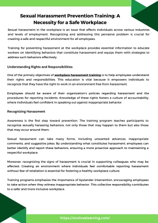 Sexual Harassment Prevention Training A Necessity for a Safe Workplace