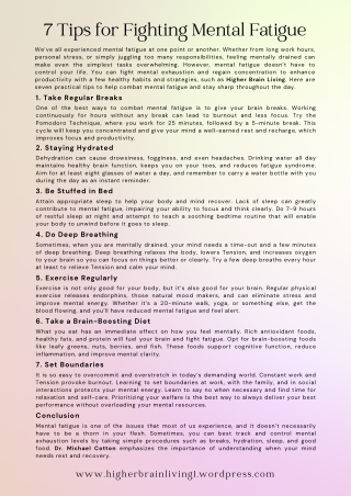 7 Tips for Fighting Mental Fatigue