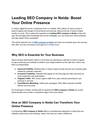 Leading SEO Company in Noida_ Boost Your Online Presence