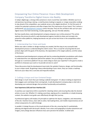 Empowering Your Online Presence How a Web Development Company Transforms Digital