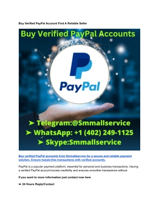 Buy Verified PayPal Account Find A Reliable Seller