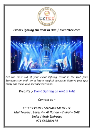 Event Lighting On Rent In Uae  Eventztec.com