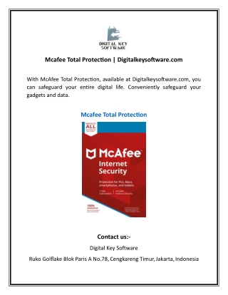 Mcafee Total Protection  Digitalkeysoftware