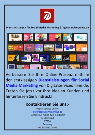 Dienstleistungen für Social Media Marketing  Digitalserviceonline.de