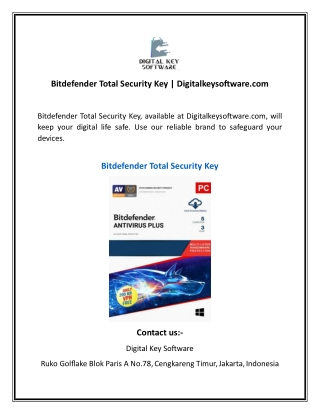Bitdefender Total Security Key  Digitalkeysoftware