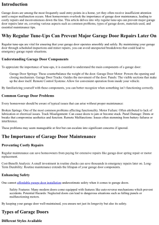 Why Regular Tune-Ups Can Prevent Major Garage Door Repairs Later On