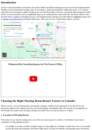 Picking the Right Meeting Room Rental: Factors to Think about