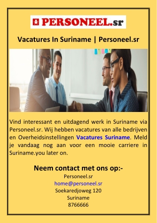 Vacatures In Suriname  Personeel.sr