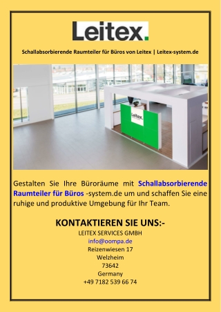 Schallabsorbierende Raumteiler für Büros von Leitex  Leitex-system.de