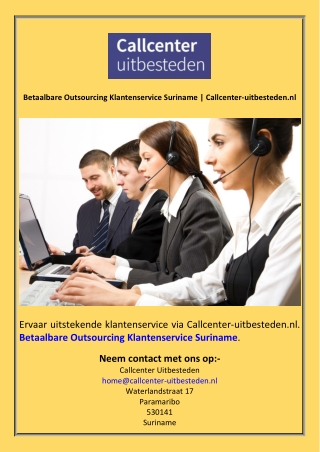 Betaalbare Outsourcing Klantenservice Suriname  Callcenter-uitbesteden.nl