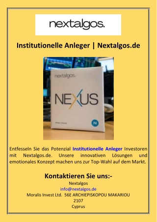 Institutionelle Anleger  Nextalgos.de