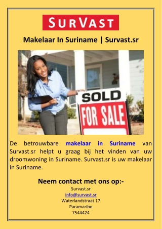 Makelaar In Suriname  Survast.sr