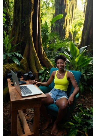 digital nomad in forest