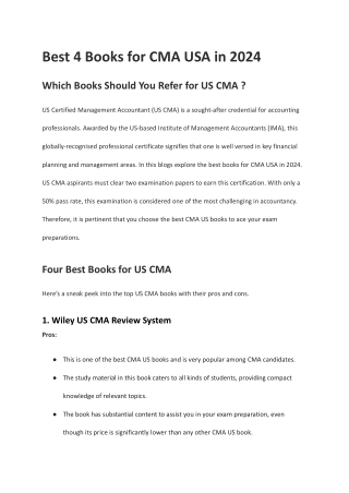 Best Books for CMA USA