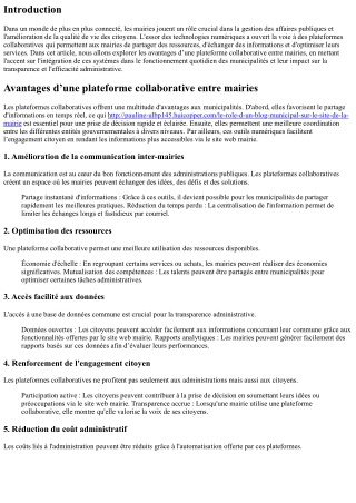 “Avantages d’une plateforme collaborative entre mairies”
