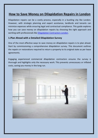 How to Save Money on Dilapidation Repairs in London