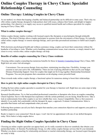 Online Couples Therapy Chevy Chase