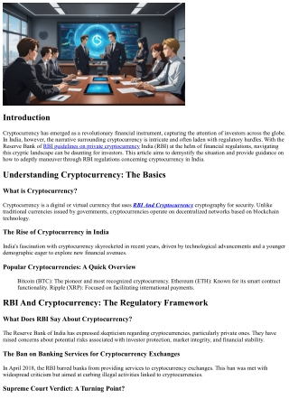 “Cryptocurrency in India: How Can Investors Navigate RBI Regulations?”