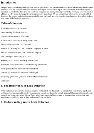 Professional Leak Detection Expert services in Perth: Your Manual to your Dry Pr