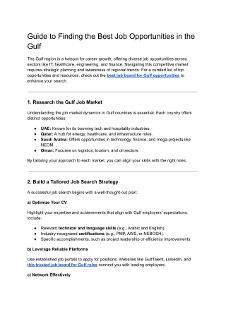 Guide to Finding the Best Job Opportunities in the Gulf