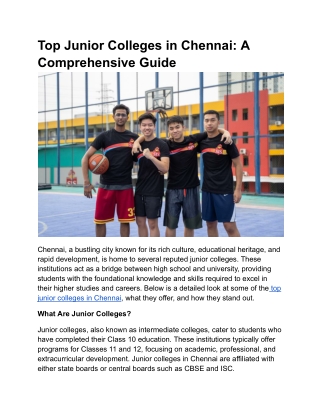 Top Junior Colleges in Chennai: A Comprehensive Guide