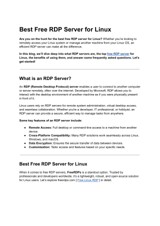 Best Free RDP Server for Linux – Secure and Reliable Access