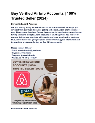 Buy Verified Airbnb Accounts _ 100% Trusted Seller (2024)