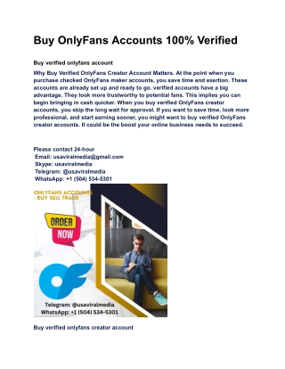 Buy OnlyFans Accounts 100% Verified