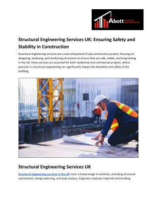 Structural Engineering Services UK_ Ensuring Safety and Stability in Construction