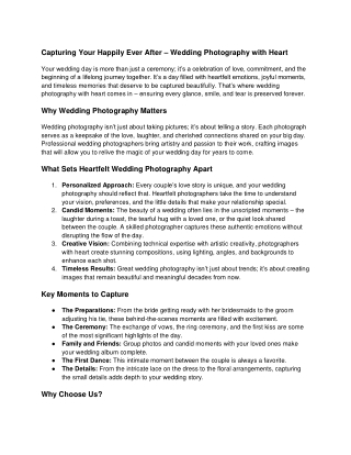 Capturing Your Happily Ever After – Wedding Photography with Heart