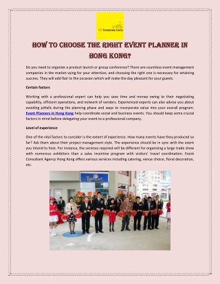 How to Choose the Right Event Planner in Hong Kong