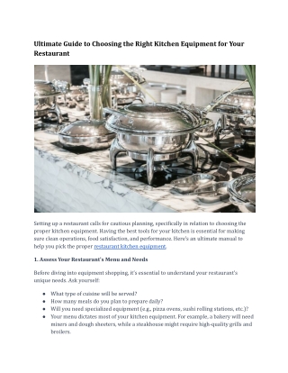 Ultimate Guide to Choosing the Right Kitchen Equipment for Your Restaurant