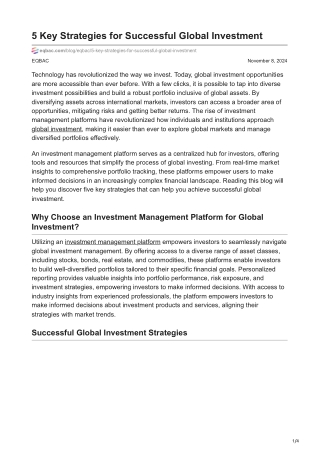 5 Key Strategies for Successful Global Investment - Eqbac