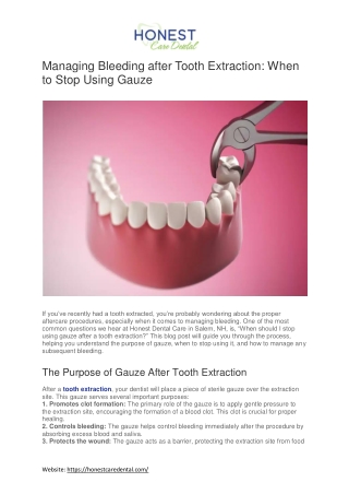 Managing Bleeding after Tooth Extraction: When to Stop Using Gauze