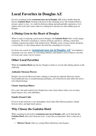 Local Favorites in Douglas AZ