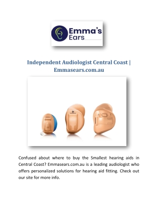 Independent Audiologist Central Coast