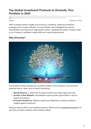 Top Global Investment Products to Diversify Your Portfolio in 2025 - Eqbac