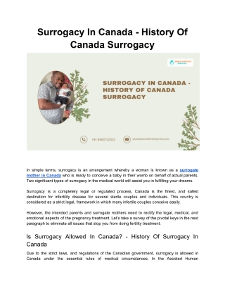 Surrogacy In Canada - History Of Canada Surrogacy
