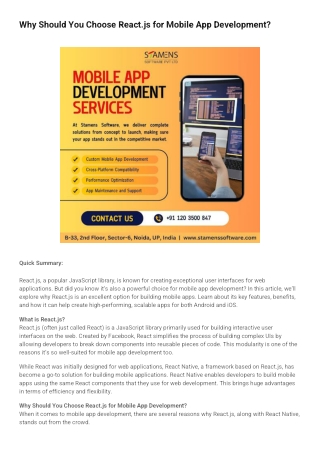 Why Should You Choose React.js for Mobile App Development?