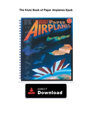 The Klutz Book of Paper Airplanes Epub