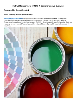 Methyl Methacrylate by BloomchemAG