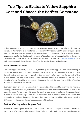 Top Tips to Evaluate Yellow Sapphire Cost and Choose the Perfect Gemstone