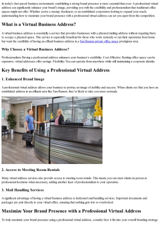 Maximize Your Brand Existence with an Expert Virtual Address