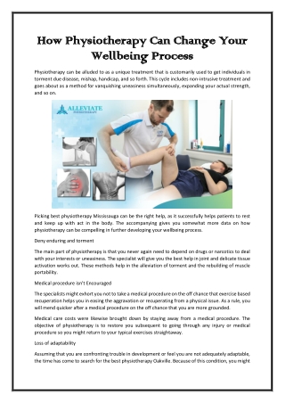 How Physiotherapy Can Change Your Wellbeing Process